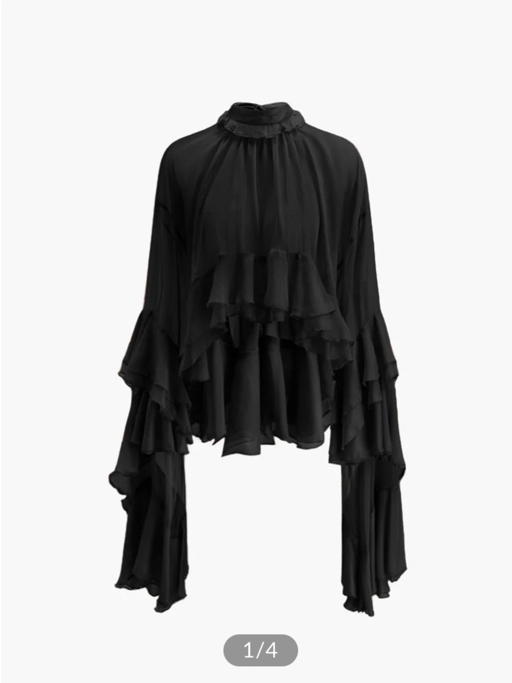 NEW Sheer Turtleneck Ruffle Chiffon Blouse Long Sleeve